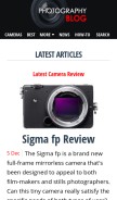 How photographyblog.com looks like on a mobile device such as an iPhone.