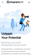 How photographytalk.com looks like on a mobile device such as an iPhone.