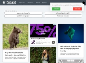 How photogrist.com looks like on a tablet such as an iPad.