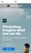 How photoshop.com looks like on a mobile device such as an iPhone.
