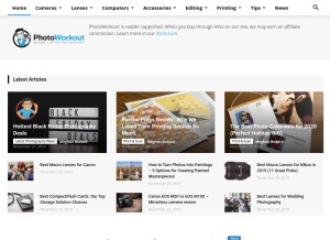 How photoworkout.com looks like on a tablet such as an iPad.
