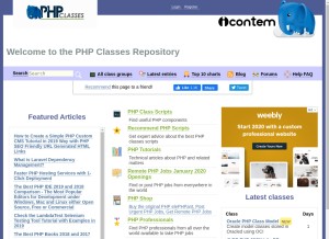 How phpclasses.org looks like on a tablet such as an iPad.