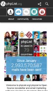 How phplist.org looks like on a mobile device such as an iPhone.