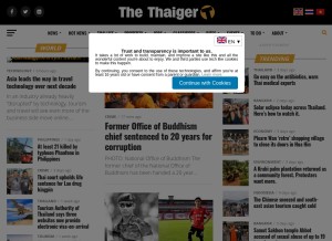 How phuketgazette.net looks like on a tablet such as an iPad.