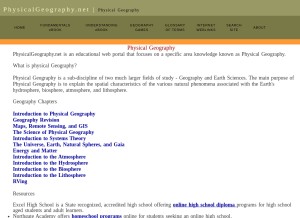 How physicalgeography.net looks like on a tablet such as an iPad.