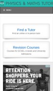 How physicsandmathstutor.com looks like on a mobile device such as an iPhone.