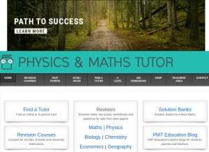 How physicsandmathstutor.com looks like on a tablet such as an iPad.