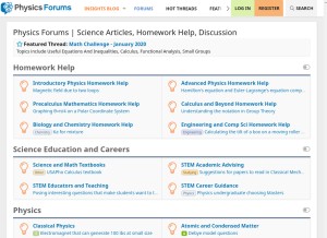 How physicsforums.com looks like on a tablet such as an iPad.