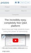 How piazza.com looks like on a mobile device such as an iPhone.