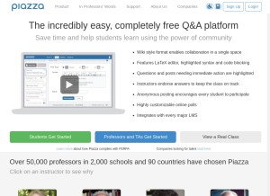 How piazza.com looks like on a tablet such as an iPad.