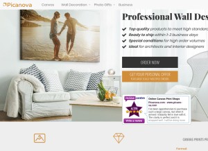 How picanova.com looks like on a tablet such as an iPad.