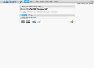 How picfront.org looks like on a tablet such as an iPad.