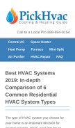 How pickhvac.com looks like on a mobile device such as an iPhone.