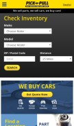 How picknpull.com looks like on a mobile device such as an iPhone.