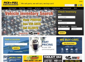 How picknpull.com looks like on a tablet such as an iPad.