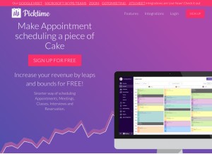 How picktime.com looks like on a tablet such as an iPad.