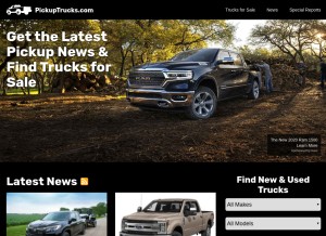 How pickuptrucks.com looks like on a tablet such as an iPad.