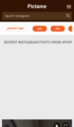 How pictame.us looks like on a mobile device such as an iPhone.