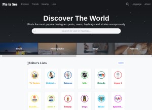 How pictosee.com looks like on a tablet such as an iPad.