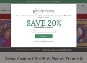 How pictureframes.com looks like on a tablet such as an iPad.