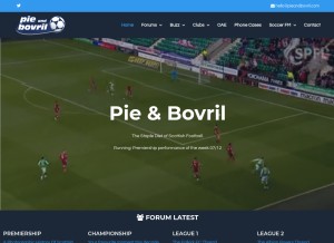 How pieandbovril.com looks like on a tablet such as an iPad.