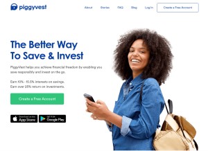 How piggyvest.com looks like on a tablet such as an iPad.