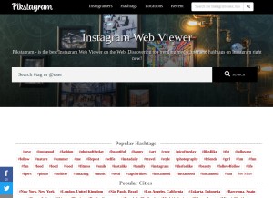 How pikstagram.org looks like on a tablet such as an iPad.