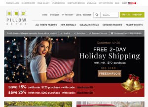 How pillowdecor.com looks like on a tablet such as an iPad.