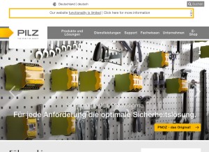 How pilz.de looks like on a tablet such as an iPad.