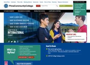 How pima.edu looks like on a tablet such as an iPad.