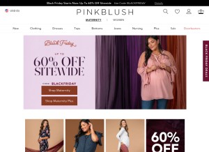 How pinkblushmaternity.com looks like on a tablet such as an iPad.
