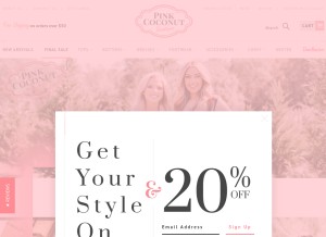 How pinkcoconutboutique.com looks like on a tablet such as an iPad.