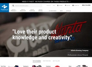 How pinnaclepromotions.com looks like on a tablet such as an iPad.