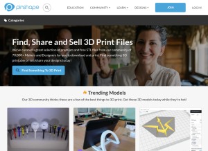 How pinshape.com looks like on a tablet such as an iPad.