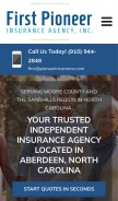 How pioneerinsurance.com looks like on a mobile device such as an iPhone.