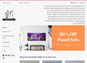 How pipafineart.com looks like on a tablet such as an iPad.