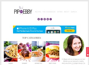 How pipandebby.com looks like on a tablet such as an iPad.