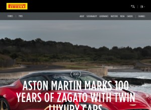 How pirelli.com looks like on a tablet such as an iPad.