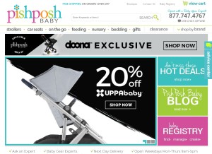 How pishposhbaby.com looks like on a tablet such as an iPad.
