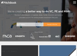 How pitchbook.com looks like on a tablet such as an iPad.