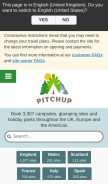 How pitchup.com looks like on a mobile device such as an iPhone.