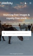 How pixabay.com looks like on a mobile device such as an iPhone.
