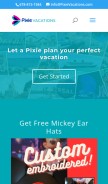 How pixievacations.com looks like on a mobile device such as an iPhone.