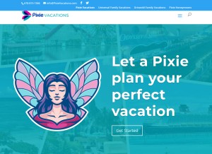 How pixievacations.com looks like on a tablet such as an iPad.