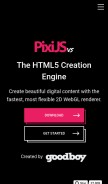 How pixijs.download looks like on a mobile device such as an iPhone.
