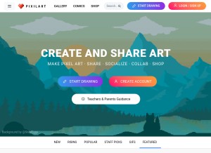 How pixilart.com looks like on a tablet such as an iPad.