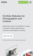 How pixpa.com looks like on a mobile device such as an iPhone.