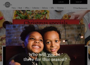 How pizzaexpress.com looks like on a tablet such as an iPad.