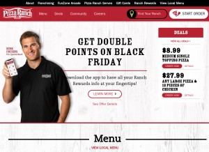 How pizzaranch.com looks like on a tablet such as an iPad.