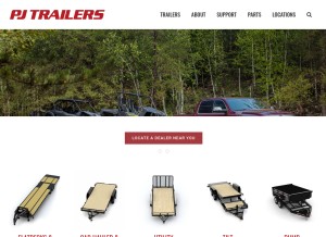 How pjtrailers.com looks like on a tablet such as an iPad.
